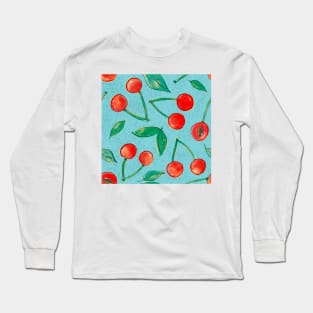 Watercolor Cherries Long Sleeve T-Shirt